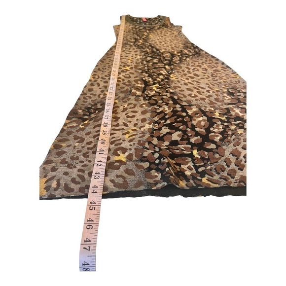 Charlotte Black Brown Gold Leopard Print Silver Embellished Neckline MIDI Dress - Picture 9 of 16